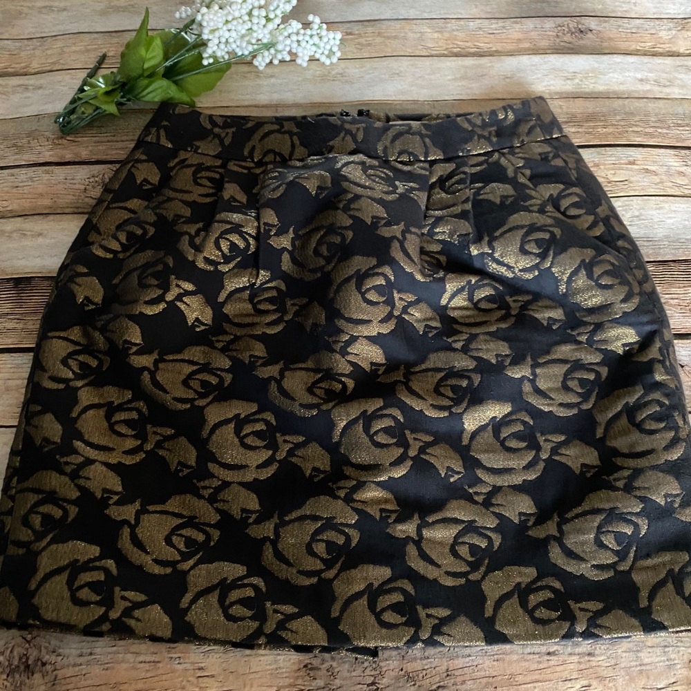 Loft Factory Petites Black Gold Skirt Size 0P